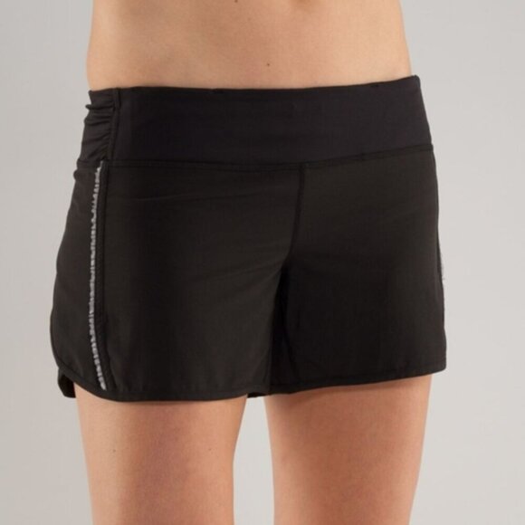 Lululemon Turbo Run Black Shorts with Ruffles Size 10 - Picture 1 of 10